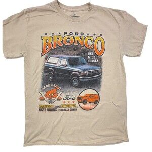 Ford Bronco Graphic T Shirt M Tan Off Road Truck Rare Breed Logo